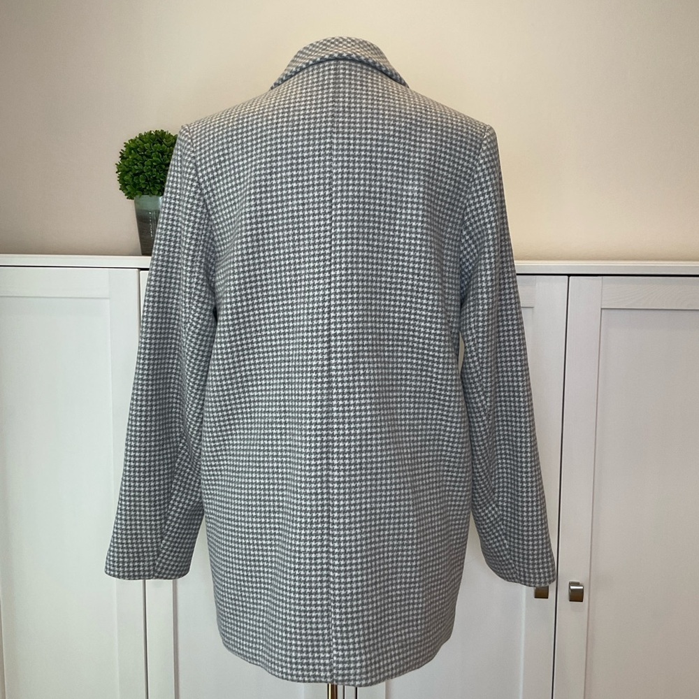 NWT Abercrombie & Fitch Wool Blend Houndstooth Tailored Top Coat in Grey Medium - Picture 8 of 16